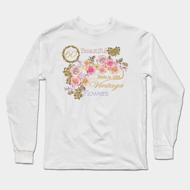 Vintage Roses- A Special 60th Birthday Gift for Her Long Sleeve T-Shirt by KrasiStaleva